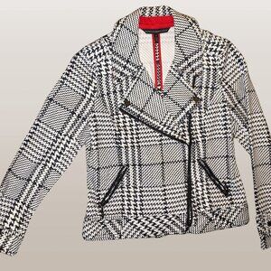 Houndstooth Zippered, Plaid Jacket White House Black Market Size 6